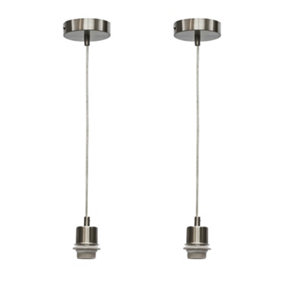 First Choice Lighting Set of 2 Carss Satin Nickel Ceiling Pendant Suspension Kits for Easy Fit Shades