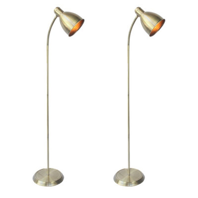 First Choice Lighting Set of 2 Carter Antique Brass Floor Reading Lamps