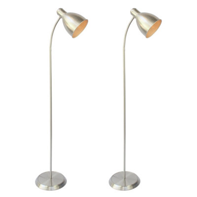 First Choice Lighting Set of 2 Carter Satin Nickel Floor Reading Lamps