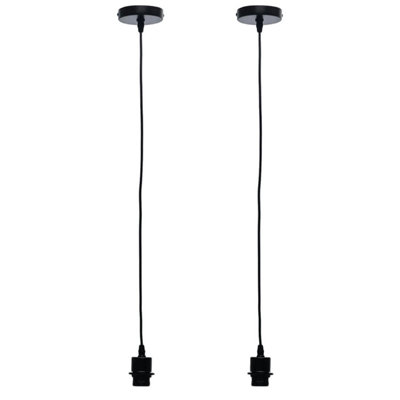 First Choice Lighting Set of 2 Cassidy Black Ceiling Pendant Flex Suspension Kits for Easy Fit Shades