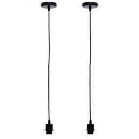 First Choice Lighting Set of 2 Cassidy Black Ceiling Pendant Suspension Kits for Easy Fit Shades