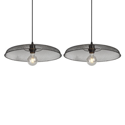 First Choice Lighting Set of 2 Cassidy Large Black Mesh Easy Fit Metal ...