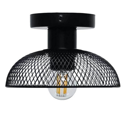First Choice Lighting Set of 2 Cassidy Small Black Mesh Ceiling Flush ...