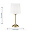 First Choice Lighting Set of 2 Chester Antique Brass White Table Lamp With Shades