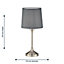 First Choice Lighting Set of 2 Chester Brushed Nickel Grey Table Lamp With Shades
