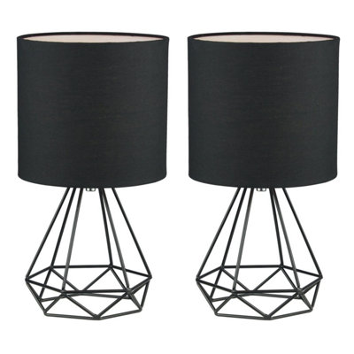 First Choice Lighting Set of 2 Christie Black Table Lamp With