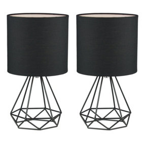 First Choice Lighting Set of 2 Christie Black Table Lamp With Shades