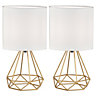 First Choice Lighting Set of 2 Christie Gold White Table Lamp With Shades