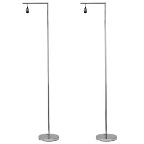 First Choice Lighting Set of 2 Chrome Angled Floor Lamps