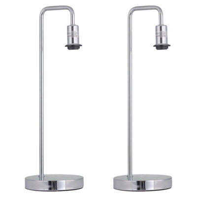 First Choice Lighting Set of 2 Chrome Arched Table Lamps Base Only
