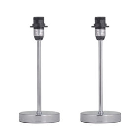 First Choice Lighting Set of 2 Chrome Stick Base Only Table Lamps