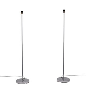 First Choice Lighting Set of 2 Chrome Stick Floor Lamps