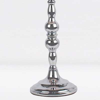 First Choice Lighting Set of 2 Chrome Stick Table Lamp Bases with Decorative Stems