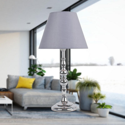 First Choice Lighting Set of 2 Chrome Stick Table Lamp Bases with Decorative Stems