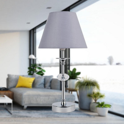 First Choice Lighting Set of 2 Chrome Stick Table Lamp Bases with Facet Details