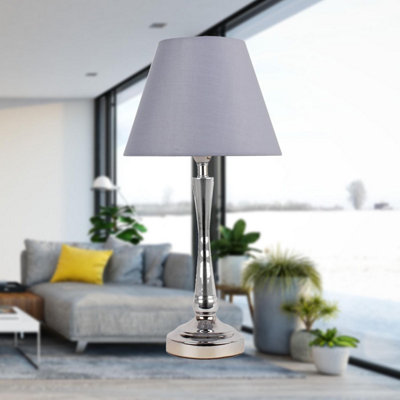 First Choice Lighting Set of 2 Chrome Stick Table Lamp Bases with Stem Detail