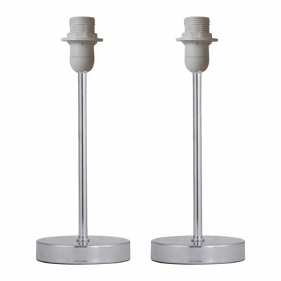 First Choice Lighting Set of 2 Chrome Stick Table Lamps Base Only