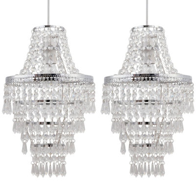 First Choice Lighting Set of 2 Chrome Tiered Chandelier Style Light Shades
