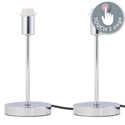 First Choice Lighting Set of 2 Chrome Touch Operated Stick Table Lamp Bases Only
