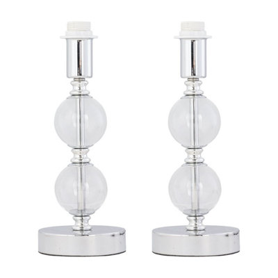 First Choice Lighting Set of 2 Chrome Two Ball Stick Table Lamp Bases Only