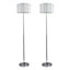 First Choice Lighting Set of 2 Chrome White Pom Floor Lamps