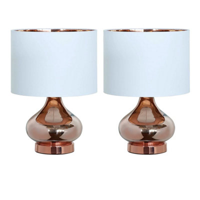 First Choice Lighting Set of 2 Clarissa 40cm Gold Glass Table Lamps with White Shades