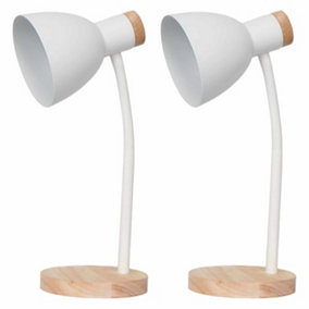 First Choice Lighting Set of 2 Clark White Wood Task Table Lamps