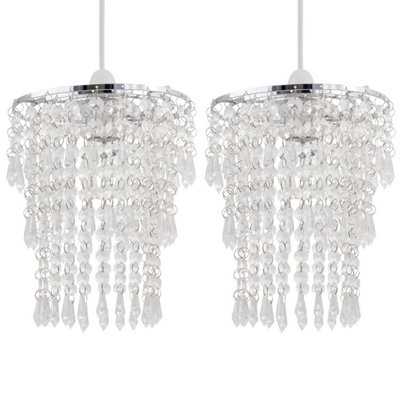 First Choice Lighting Set of 2 Clear Jewel Tiered Light Shades