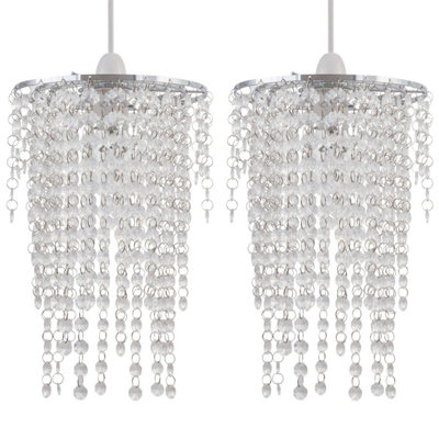First Choice Lighting Set of 2 Cleared Jewelled Waterfall Light Shades
