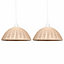 First Choice Lighting Set of 2 Colette Natural Rattan Easy Fit Fabric Pendant Shades