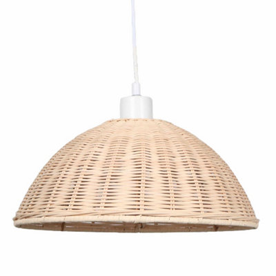 First Choice Lighting Set of 2 Colette Natural Rattan Easy Fit Fabric Pendant Shades