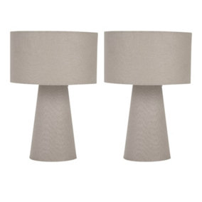 First Choice Lighting Set of 2 Cone Grey Table Lamp With Shades