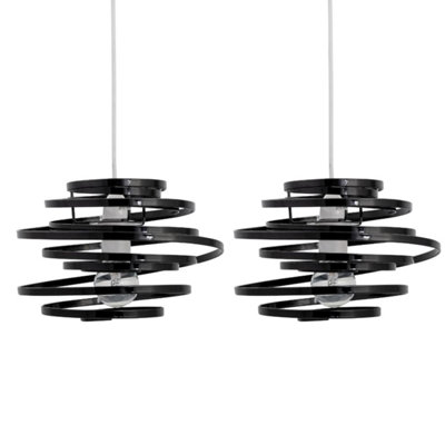 First Choice Lighting Set of 2 Cosmo Black Easy Fit Metal Pendant Shades