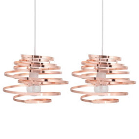 First Choice Lighting Set of 2 Cosmo Copper Easy Fit Metal Pendant Shades