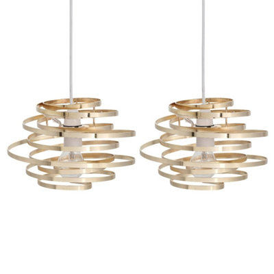 First Choice Lighting Set of 2 Cosmo Gold Easy Fit Metal Pendant Shades