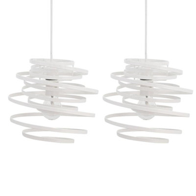 First Choice Lighting Set of 2 Cosmo White Easy Fit Metal Pendant Shades