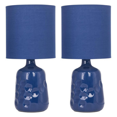 Navy blue ceramic deals lamp