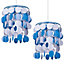 First Choice Lighting Set of 2 Disc Chrome Blue And White Easy Fit Pendant Shades