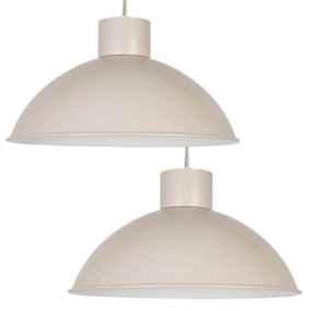 First Choice Lighting Set of 2 Domed Taupe Grey Easy Fit Metal Pendant Shades
