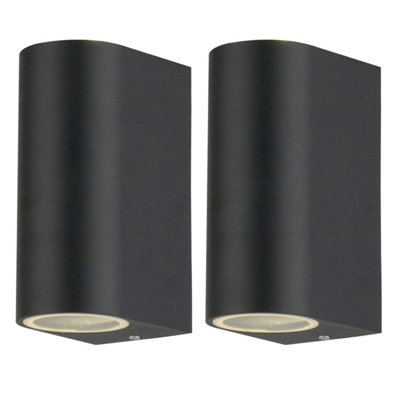 First Choice Lighting Set of 2 Drayton Black Outdoor Twin Wall Lights