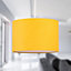 First Choice Lighting Set of 2 Drum Ochre 25 cm Easy Fit Fabric Pendant Shades