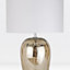 First Choice Lighting Set of 2 Dual Clear Champagne Glass Dropper Ivory Table Lamp With Shades