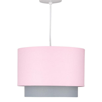 First Choice Lighting Set of 2 Duo Pink Easy Fit Fabric Pendant Shades