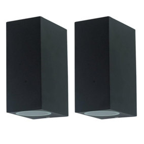 First Choice Lighting Set of 2 Falmouth Black Up Down Outdoor IP44 Wall Lights
