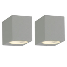 First Choice Lighting Set of 2 Falmouth Grey Downards Outdoor IP44 Wall Lights