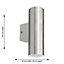 First Choice Lighting Set of 2 Falston Stainless Steel Clear Glass 2 Light IP44 Outdoor Wall Washer Lights