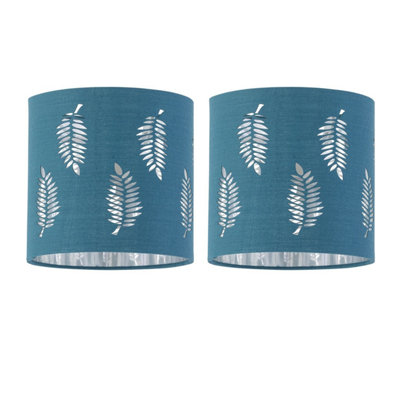 First Choice Lighting Set of 2 Fern Teal Cut Out 15.5cm Table Lamp Shades
