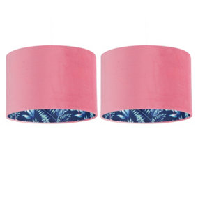 First Choice Lighting Set of 2 Flamingo Velvet Pink Flamingo Design 30cm Pendant or Table Lamp Shades