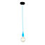 First Choice Lighting - Set of 2 Flex Blue Silicone Ceiling Pendant Lights with Black Ceiling Rose