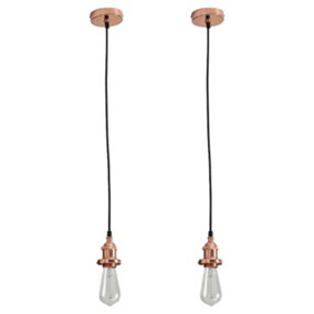 First Choice Lighting Set of 2 Flex Copper Ceiling Pendant Lights